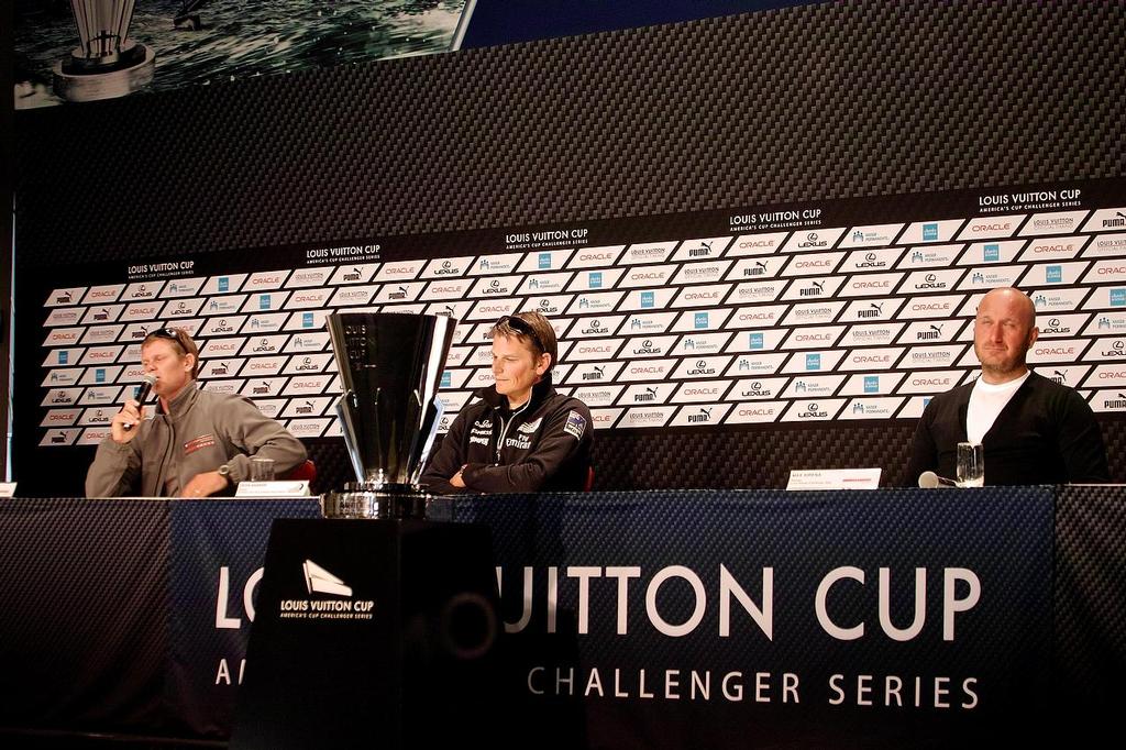 Chris Draper, Dean Barker and Max Sirena - Louis Vuitton Cup Final Media Conference, August 15, 2013 © Chuck Lantz http://www.ChuckLantz.com